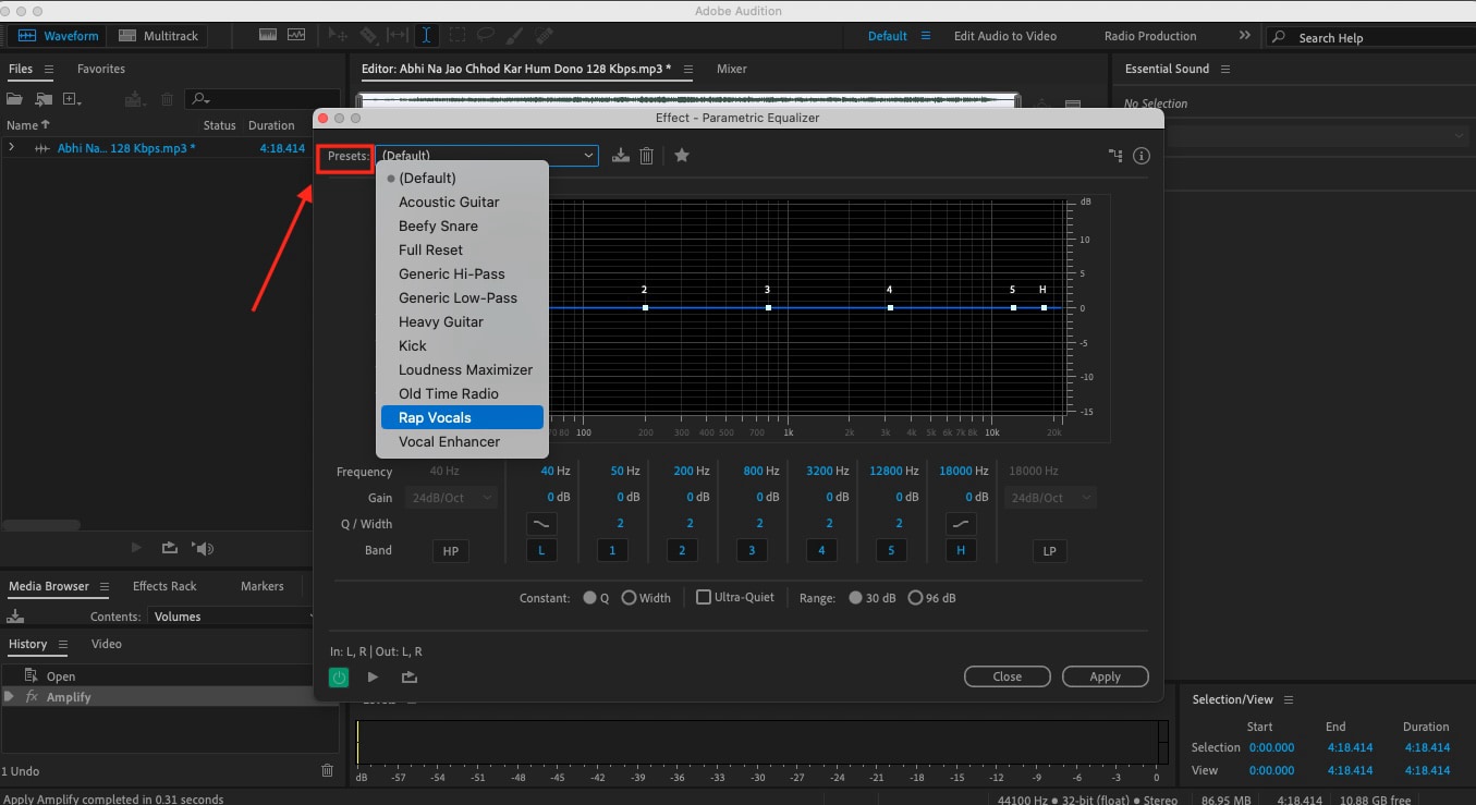 adobe audition filter and eq method presets