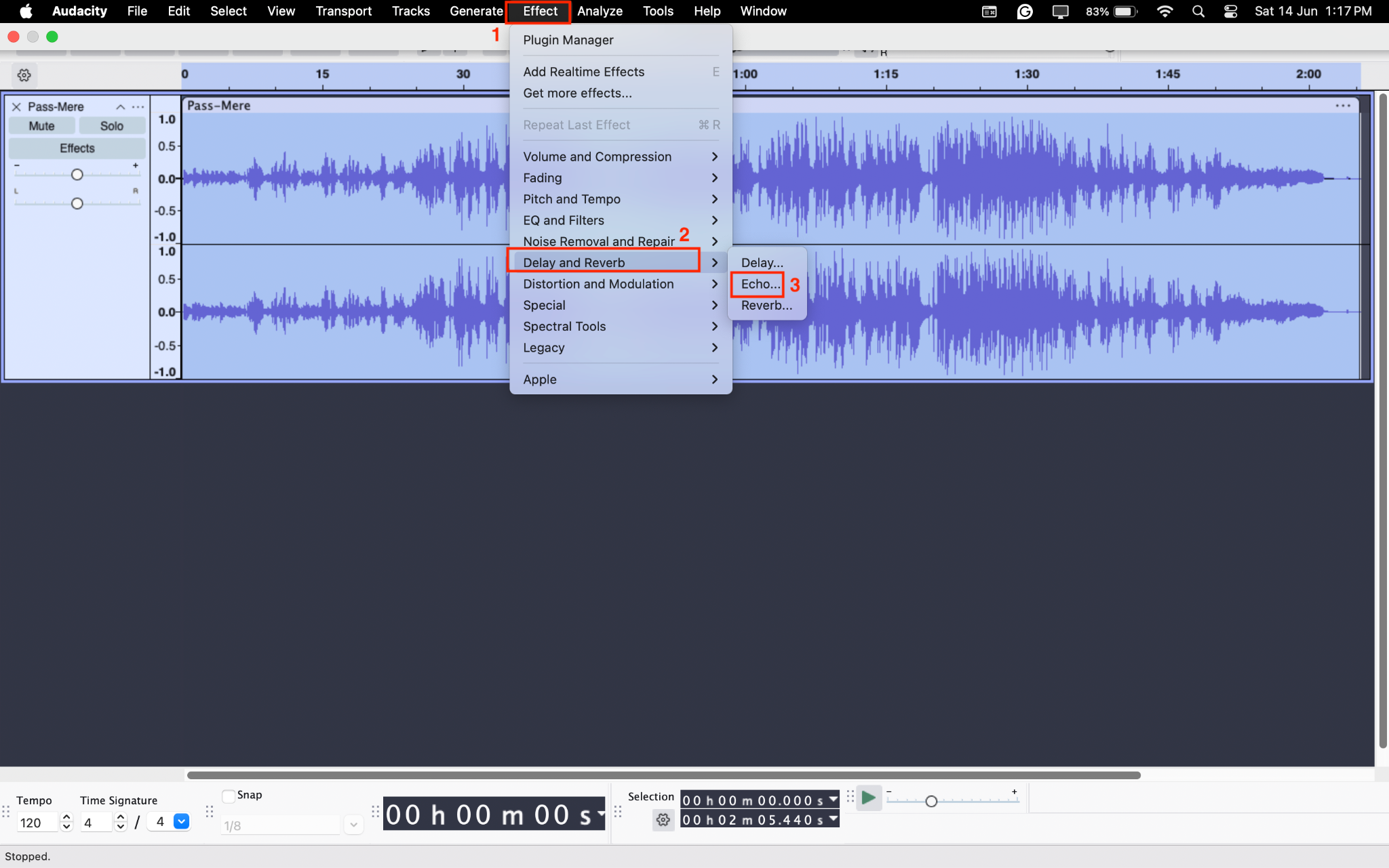 audacity echo
