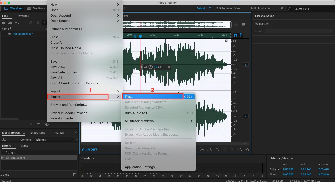 adobe audition export file