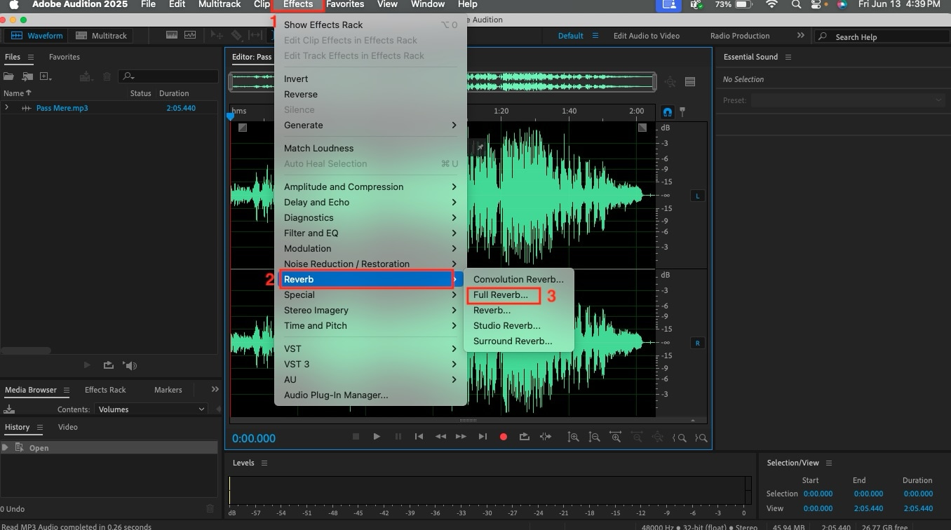 adobe audition full reverb