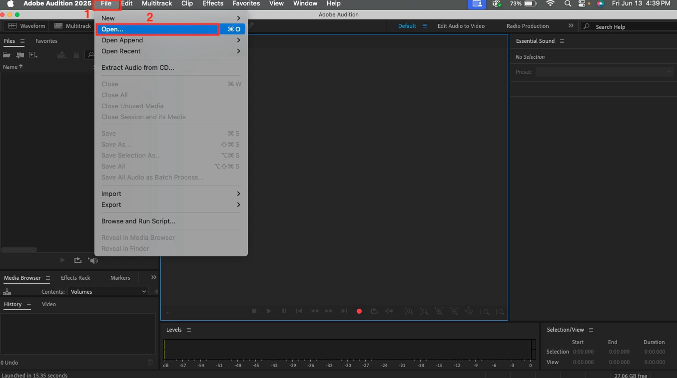 adobe audition open file