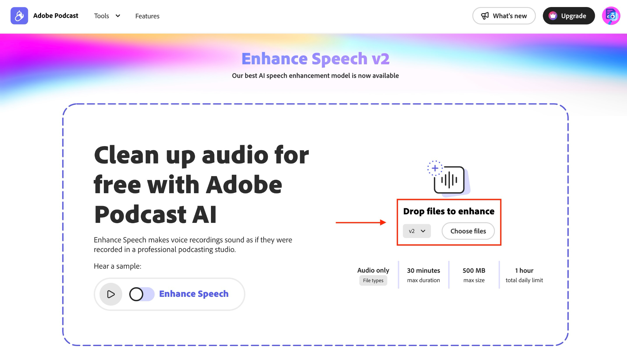 adobe podcast choose file
