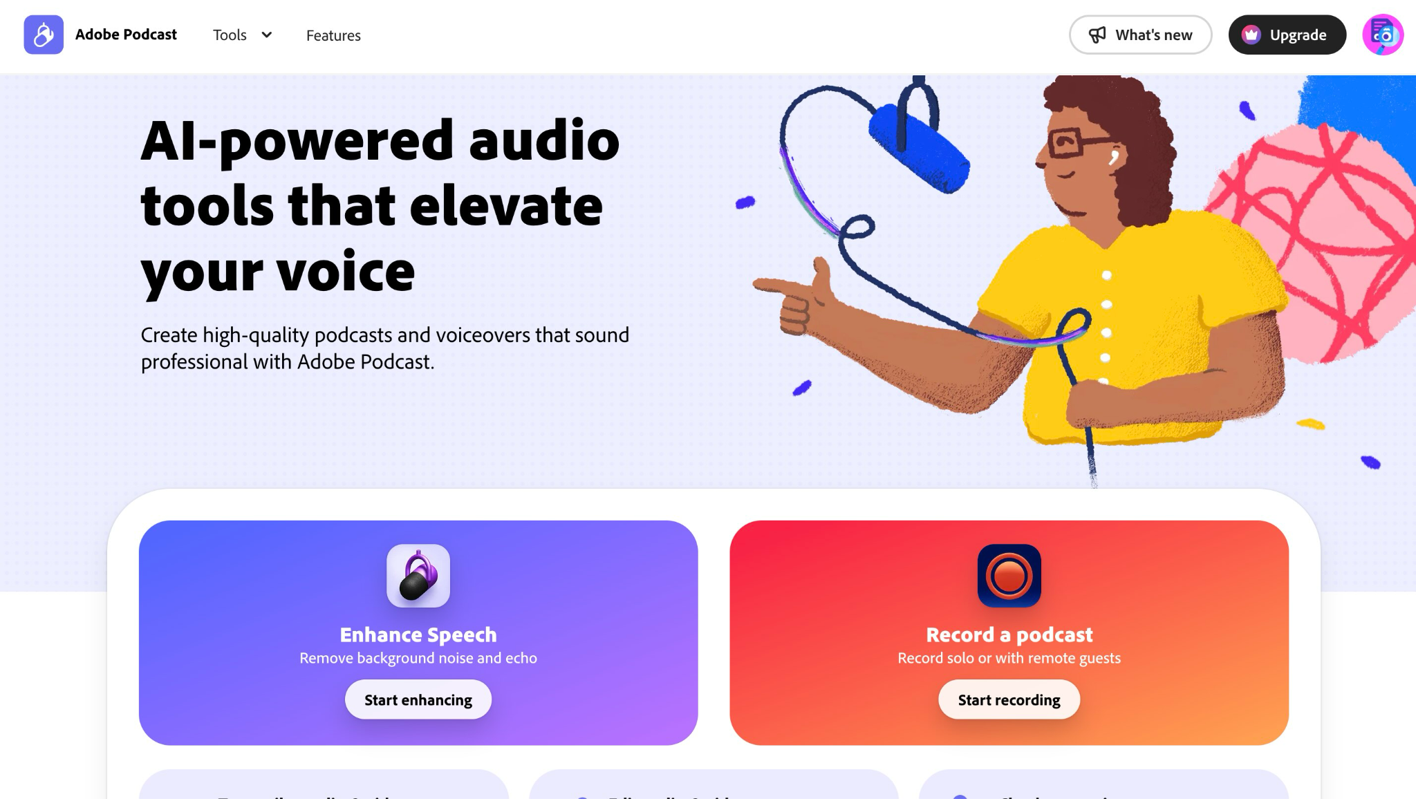 adobe podcast homepage