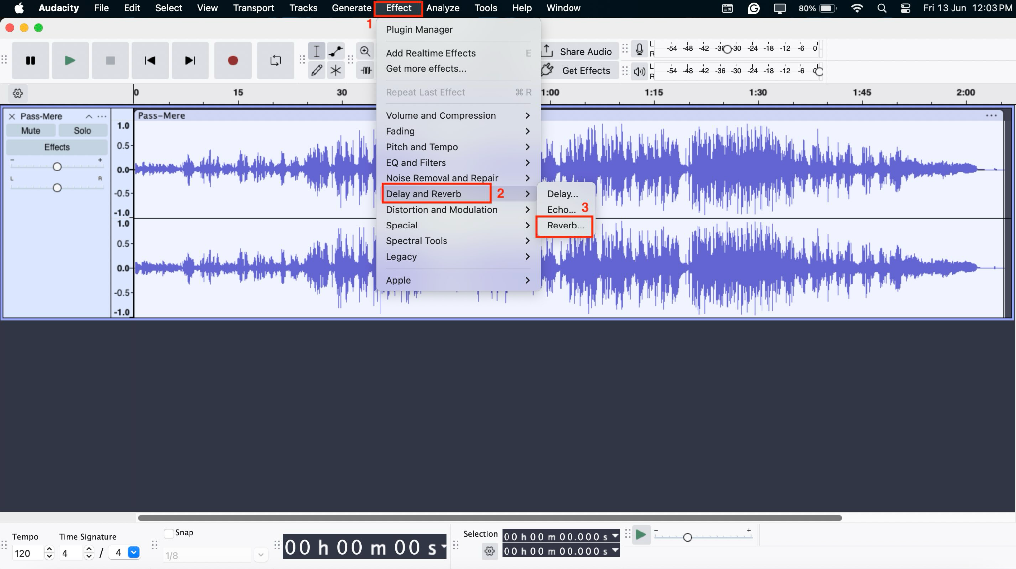 audacity effects reverb