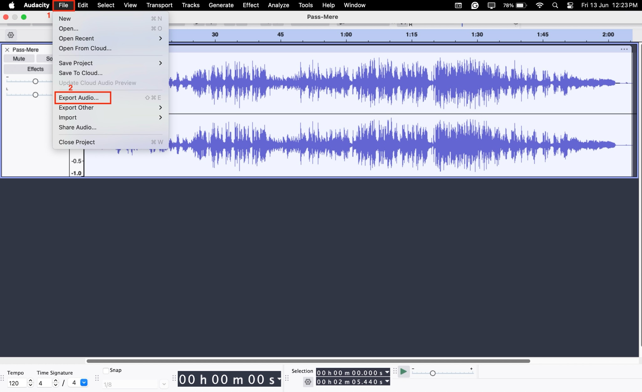 audacity export file