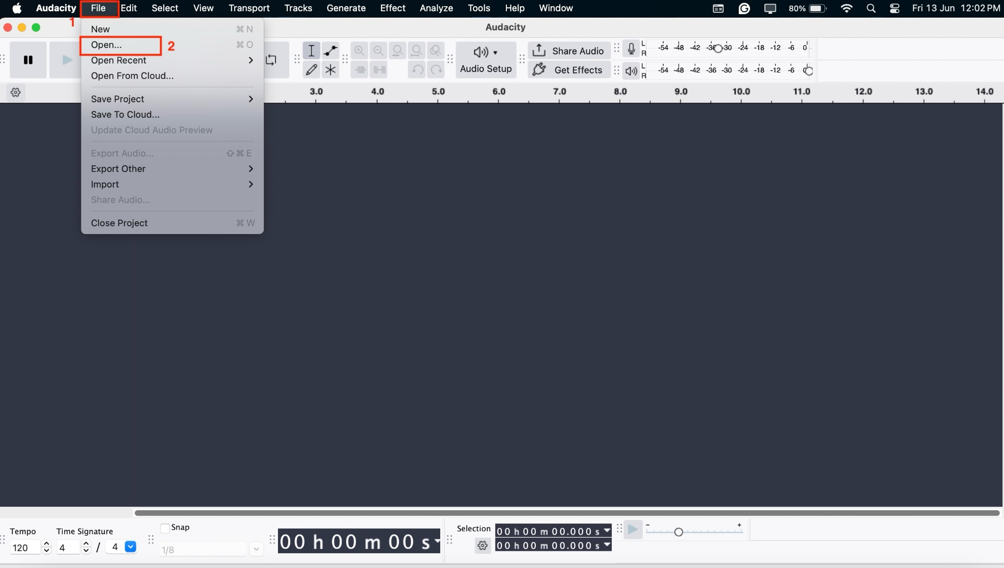 audacity upload file