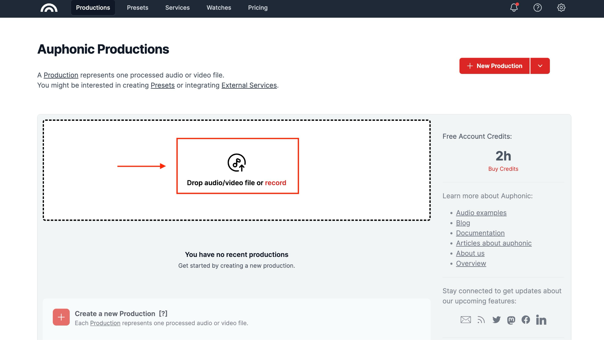 auphonic drop audio video file