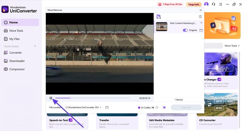 reverb remover uniconverter results view