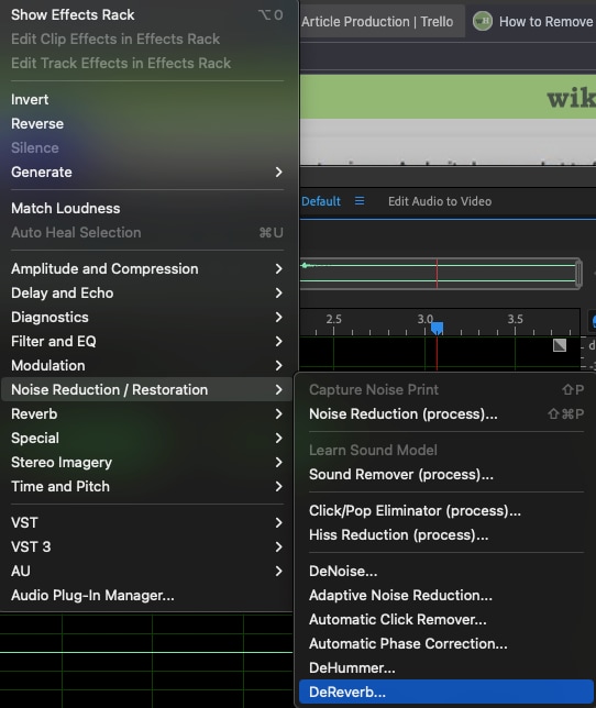 use de reverb effect to remove echo