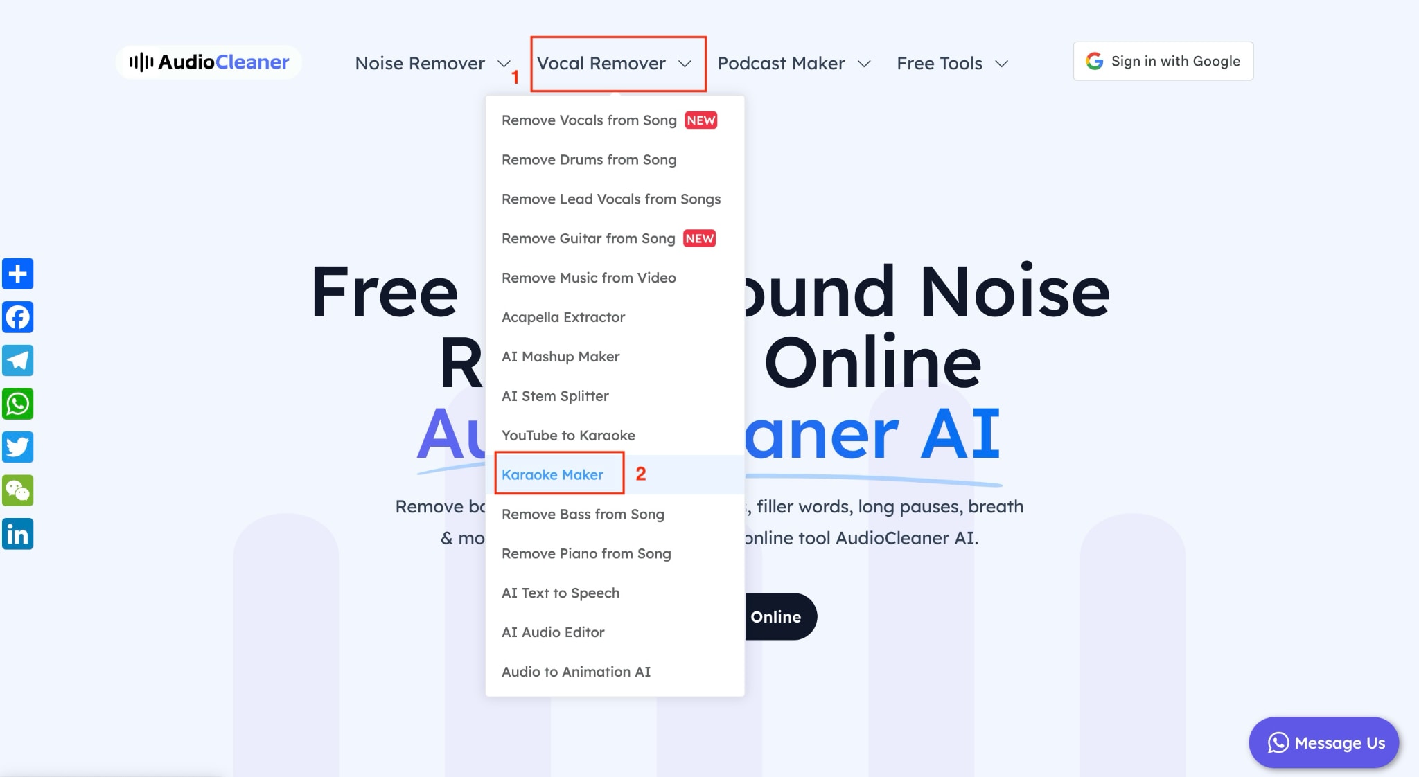 audio cleaner ai karaoke maker