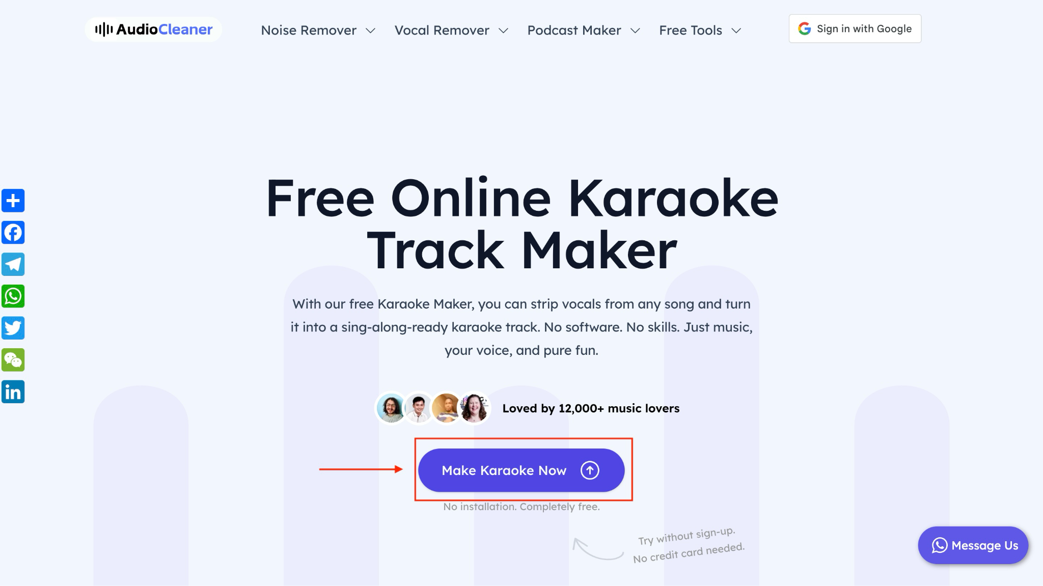 audio cleaner ai make karaoke now