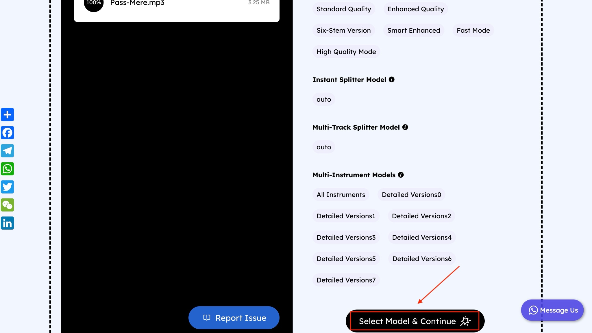 audio cleaner ai select model