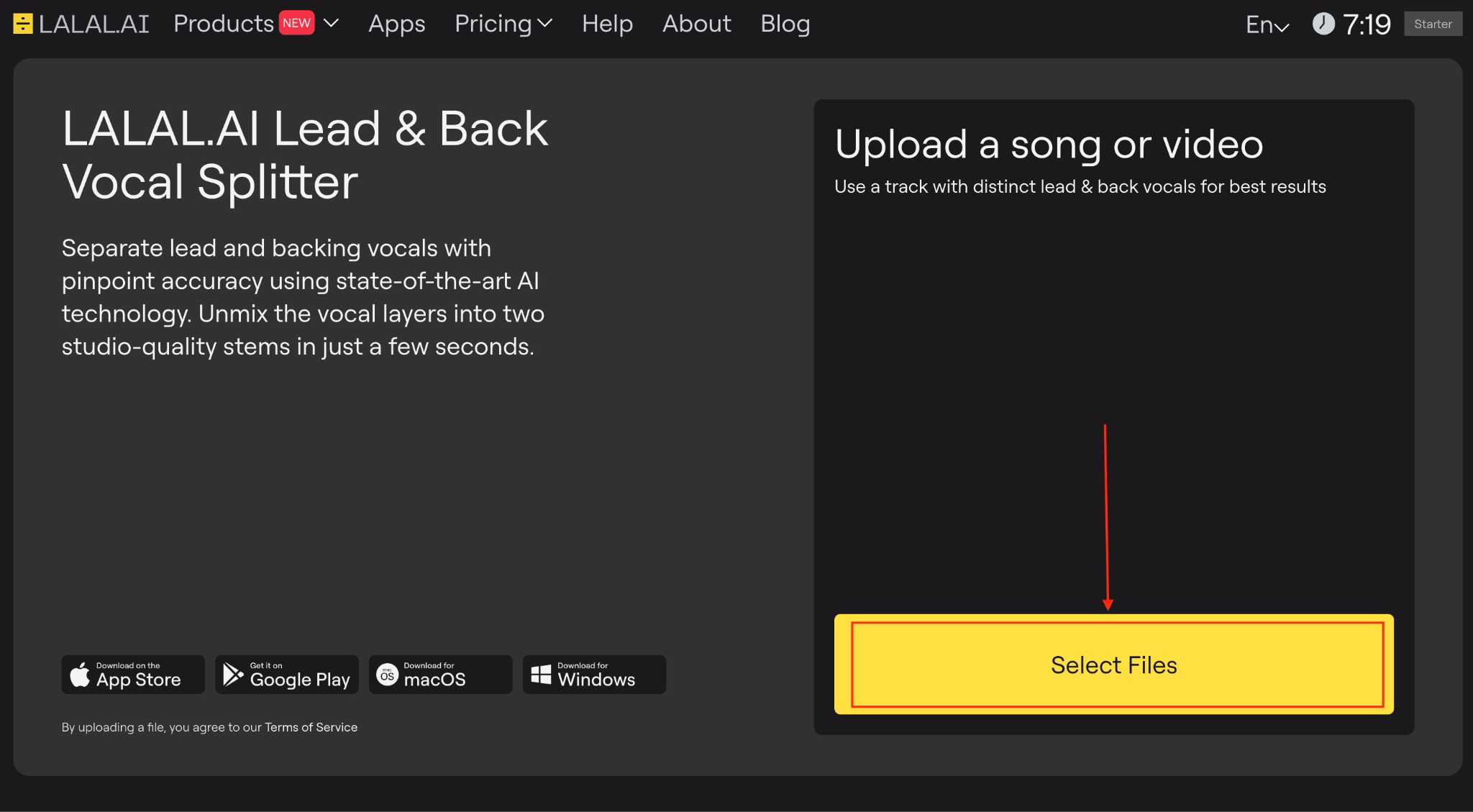 lala.ai select file