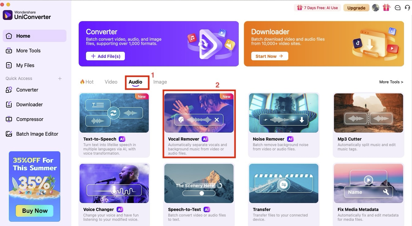 wondershare uniconverter dashboard