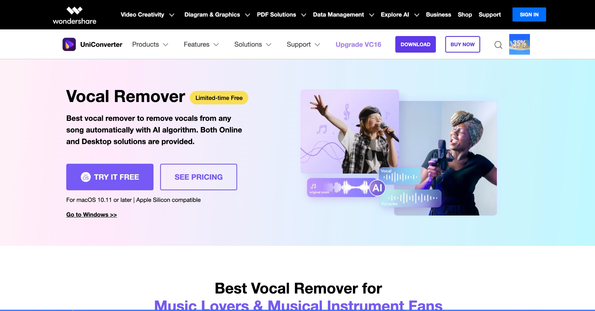 wondershare uniconverter music to karaoke