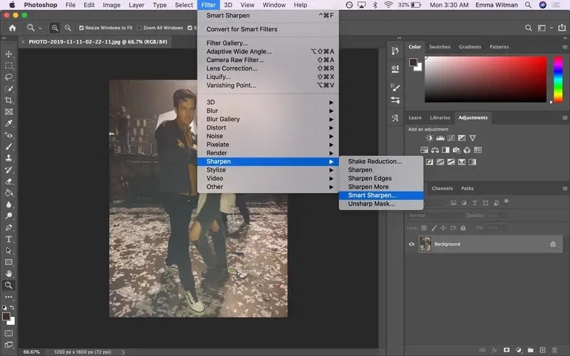 photoshop enhance text in a photo