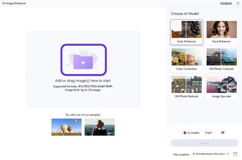 upload an image into uniconverter