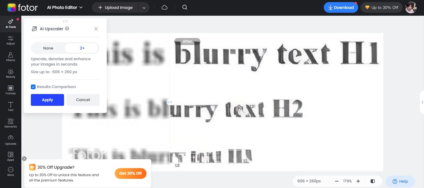 unblur text in fotor