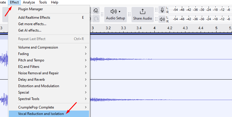 audacity delete lyrics from songs