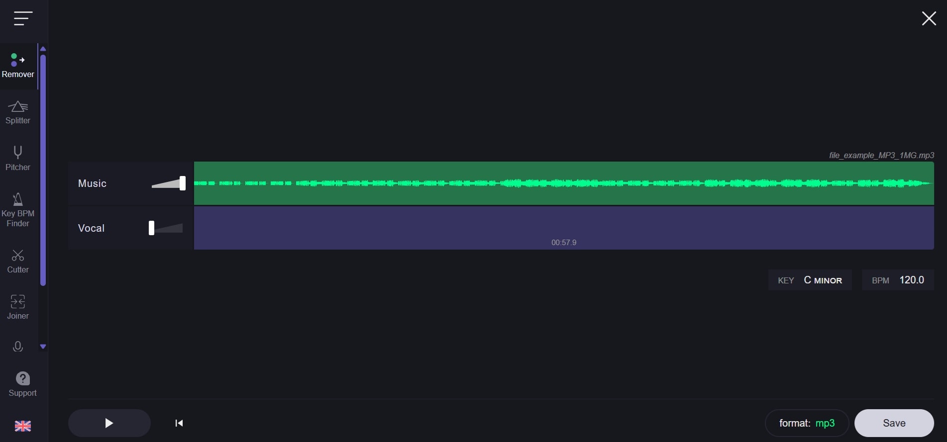 vocal remover preview file