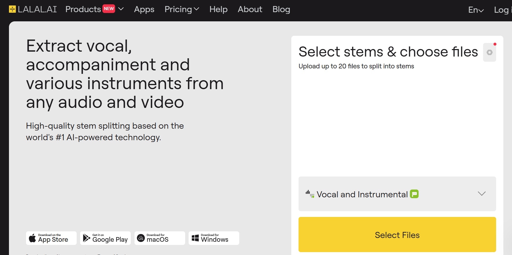 lalal ai website vocal remover