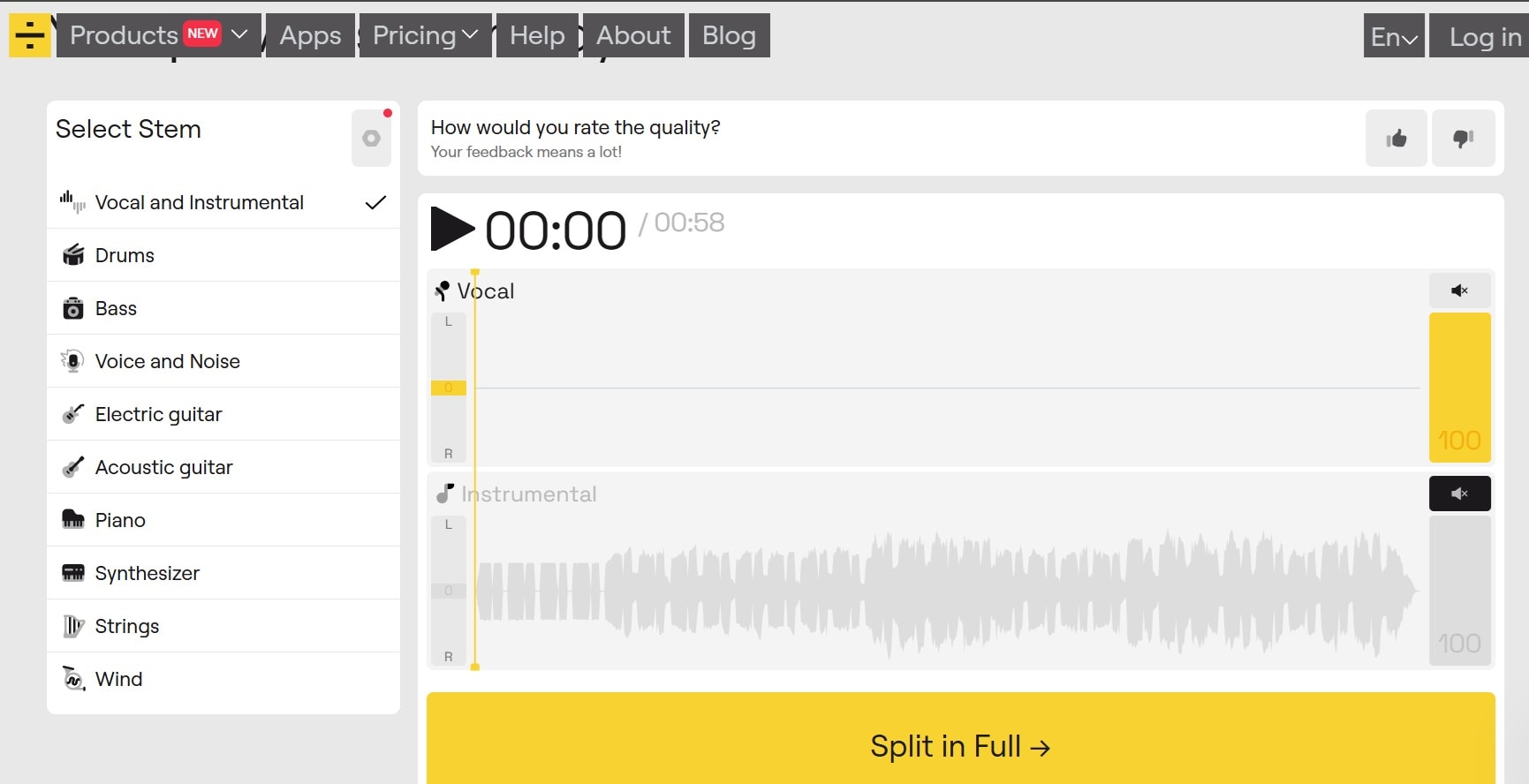 lalal ai separate lyrics from music