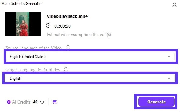 set source and target language