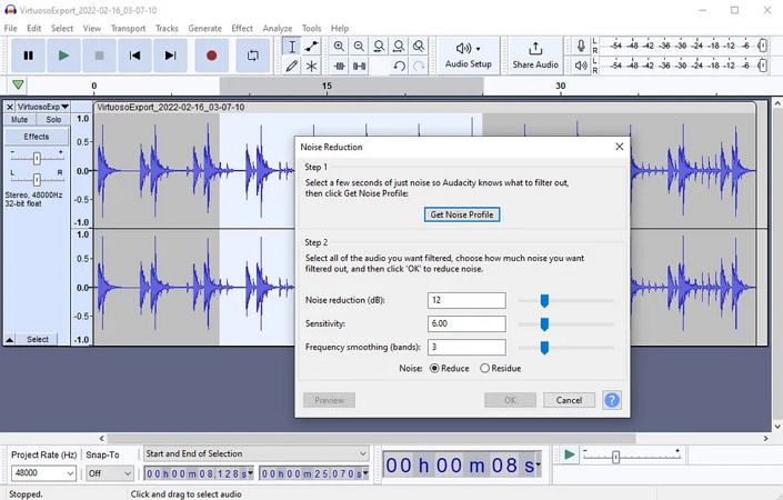 audio noise cancellation audacity
