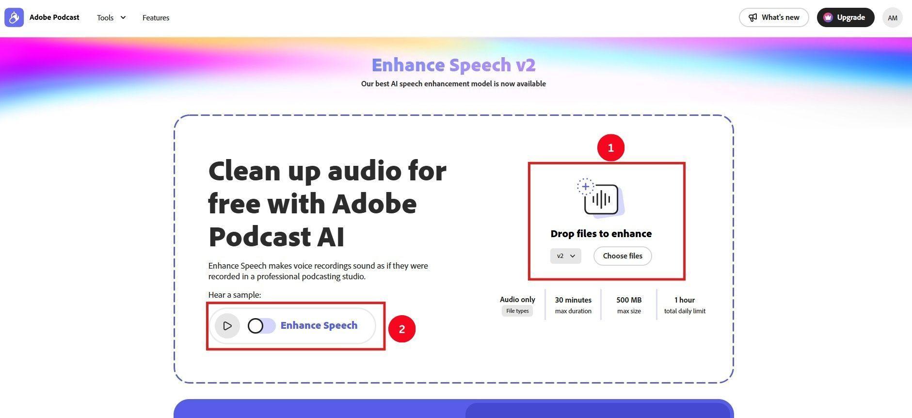 adobe podcast upload file