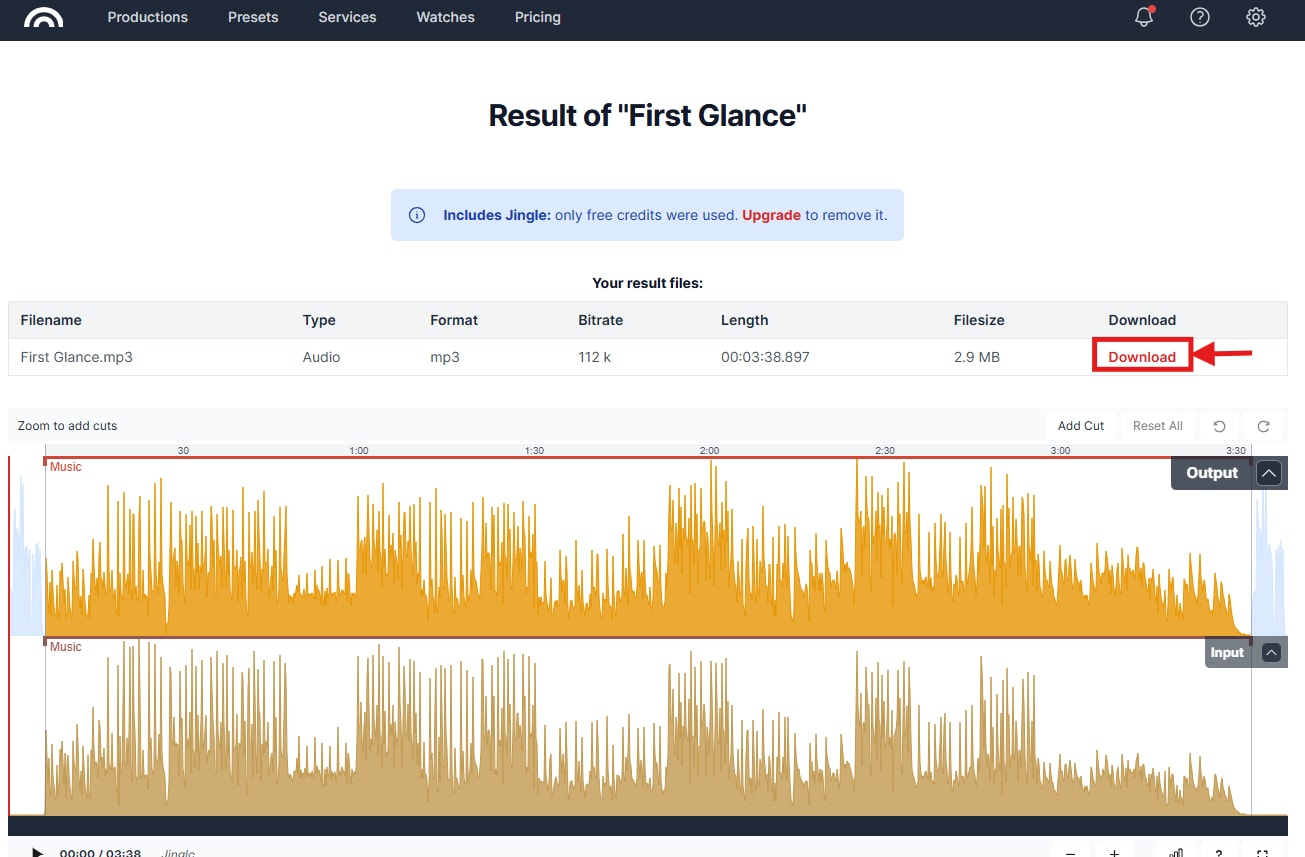 auphonic export audio file