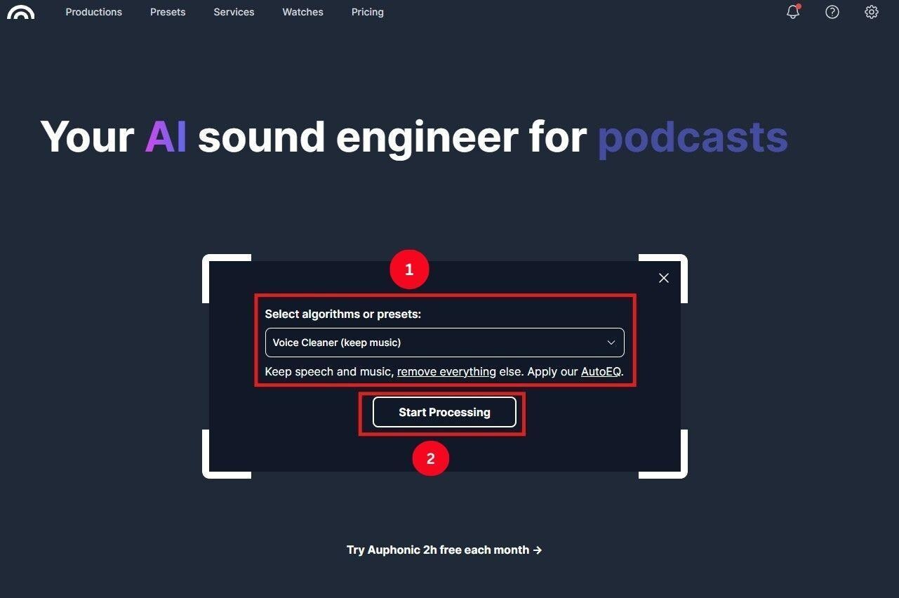 auphonic start processing
