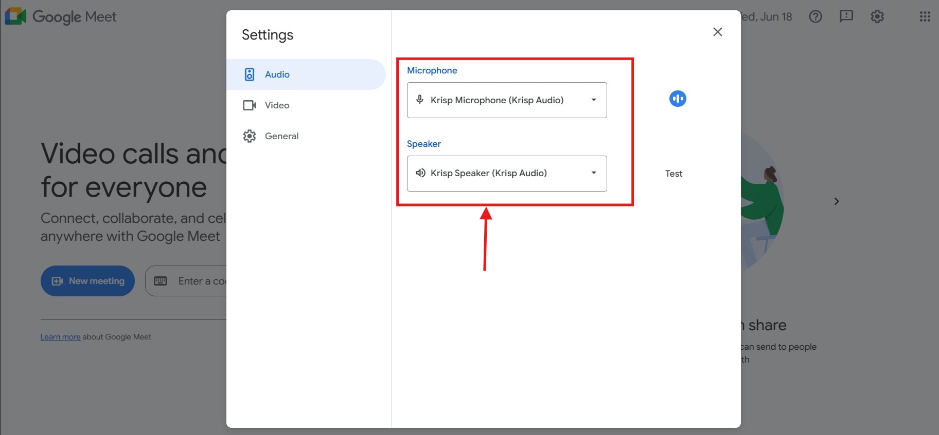 krisp app as default microphone