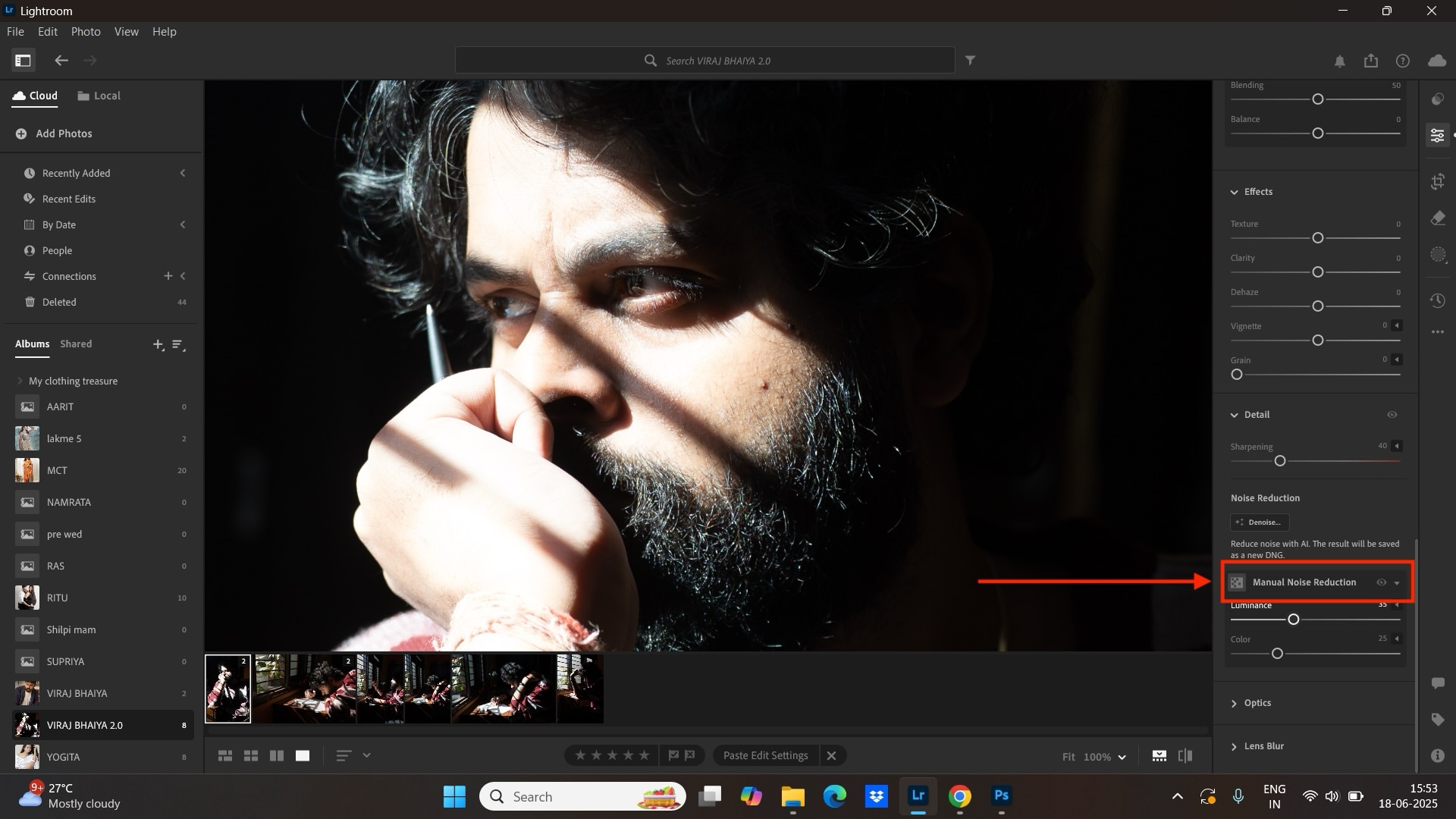 lightroom manual noise reduction