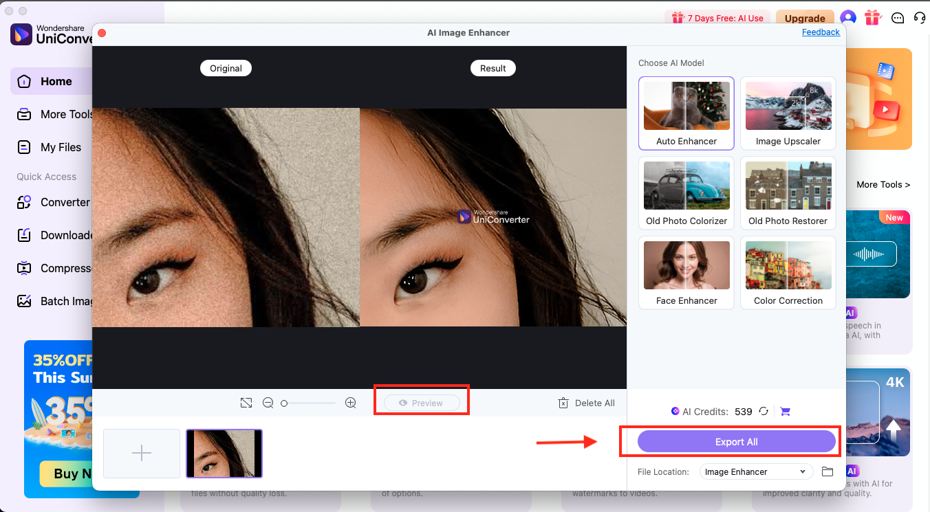 wondershare uniconverter export all
