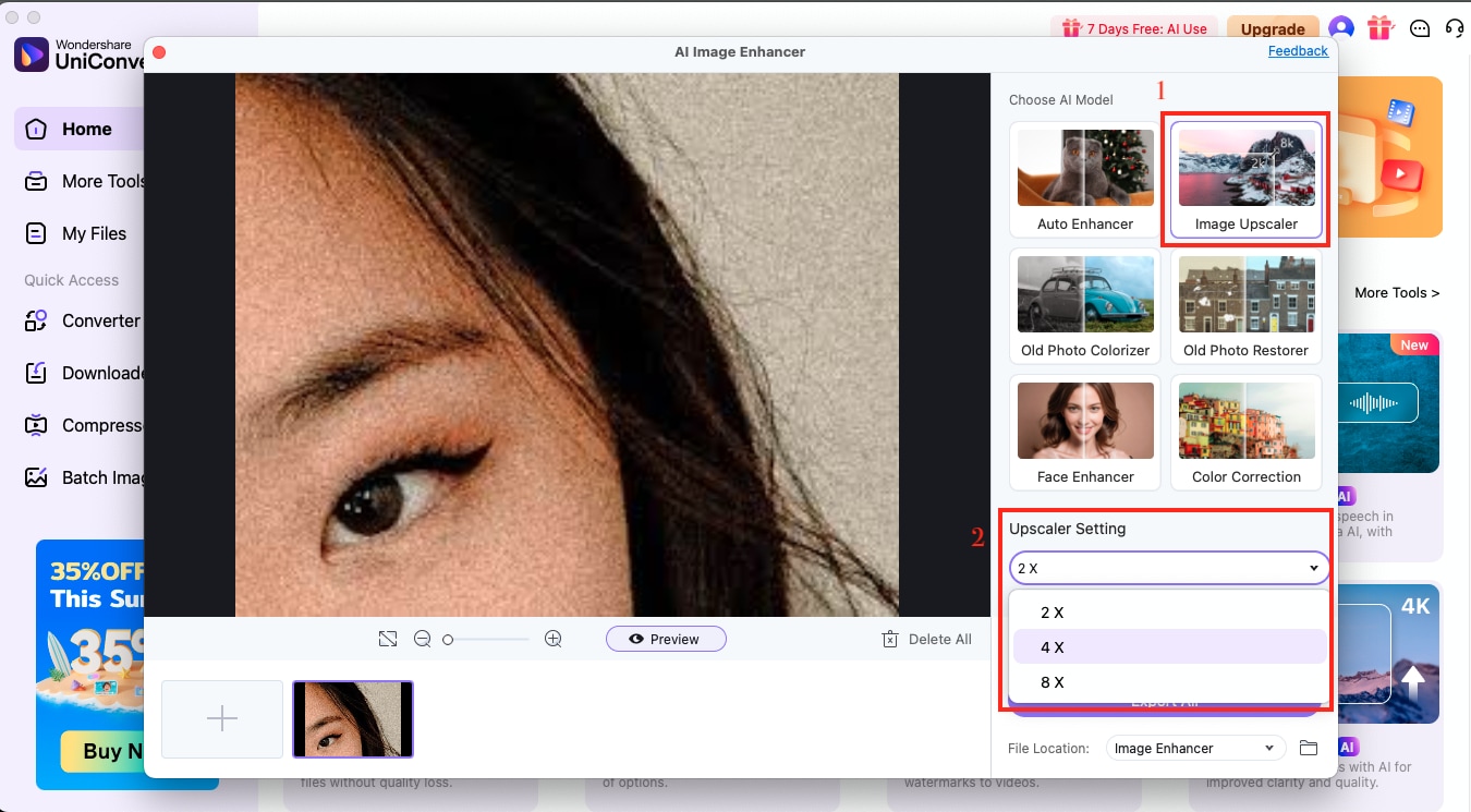 wondershare uniconverter image upscaler