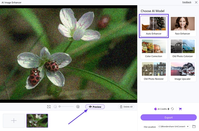 preview ai auto enhancer feature