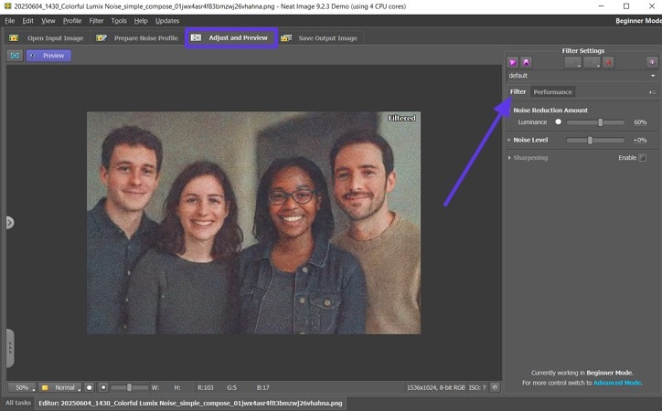 remove noise through filter