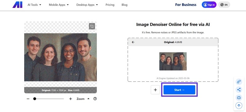 start picture denoise process