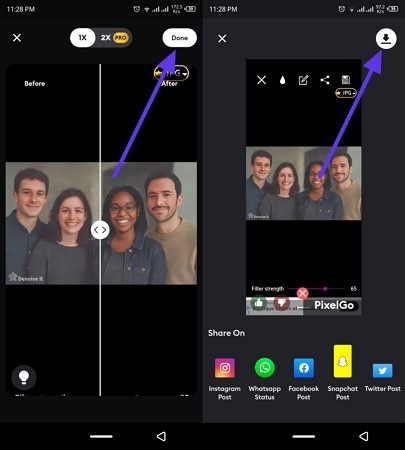 remove photo noise on mobile app