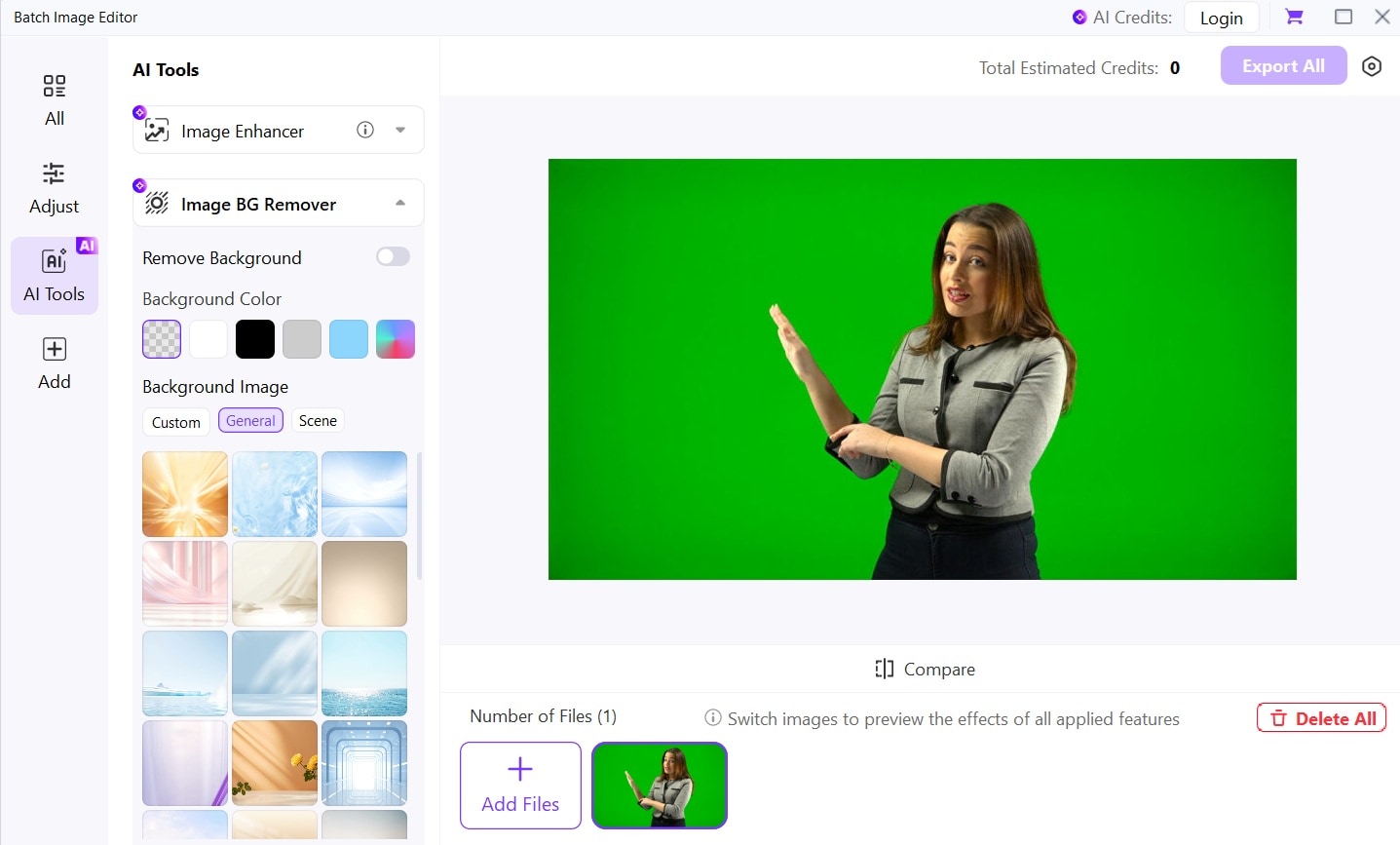 adjust setting remove green screen