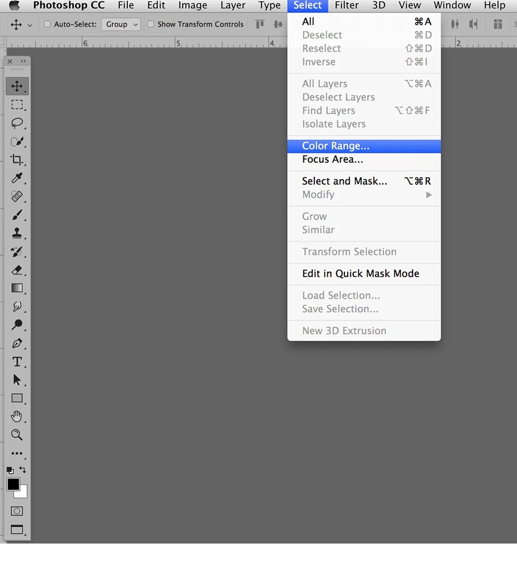 photoshop select color range tool