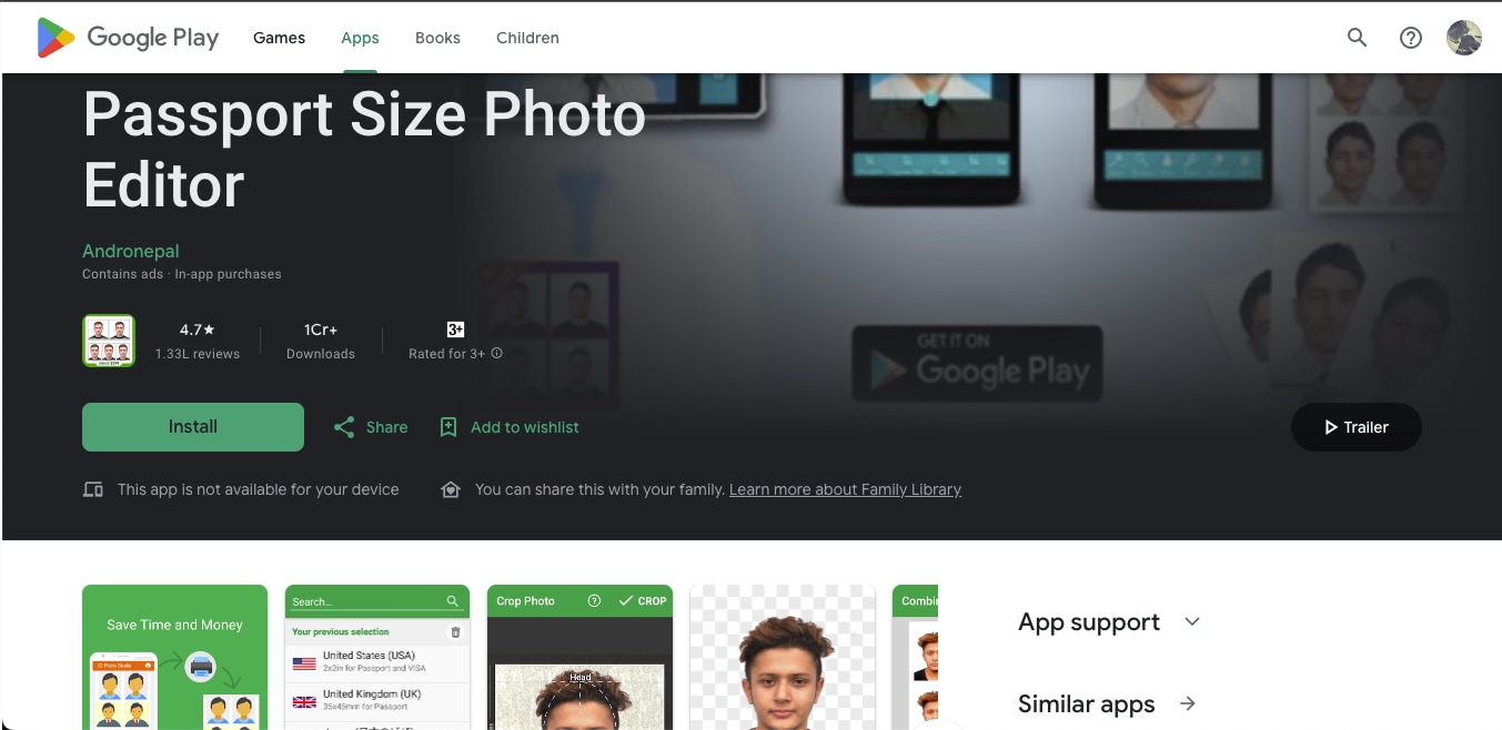 google app for passport size photo