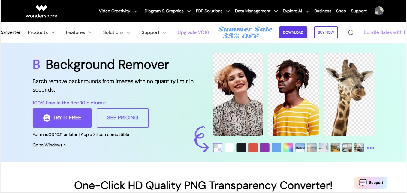 uniconverter image background remover homepage