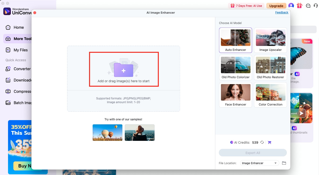 uniconverter add images