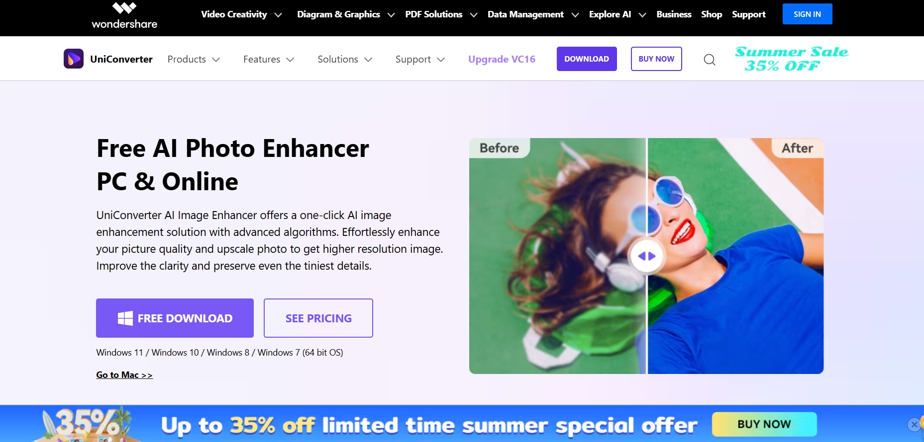 wondershare uniconverter ai photo enhancer