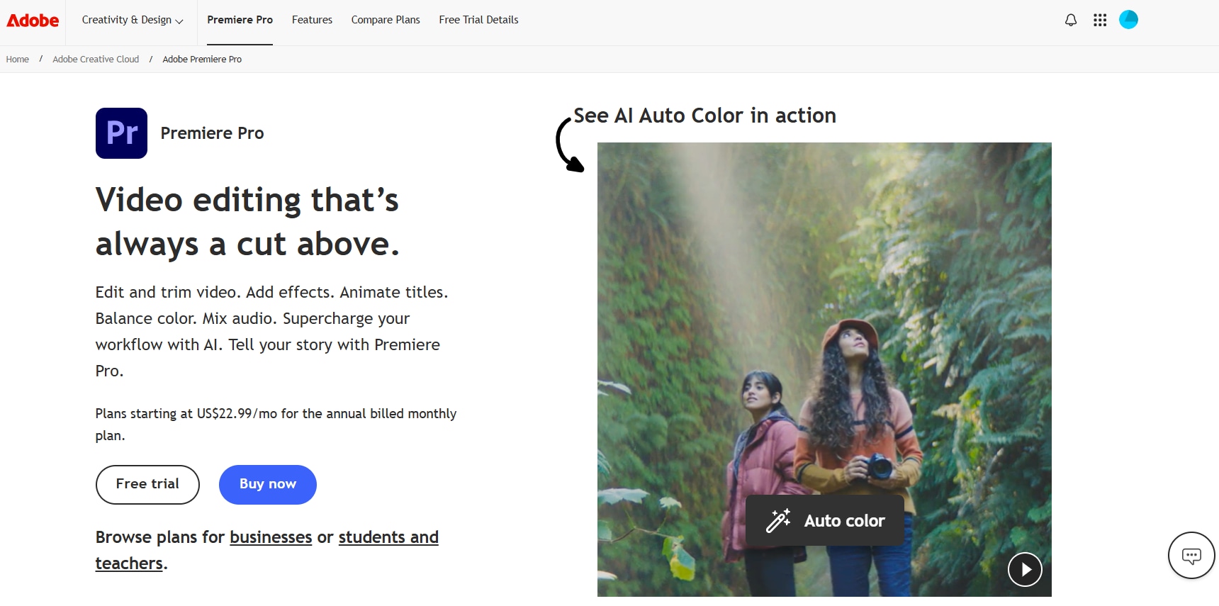 adobe premiere pro homepage