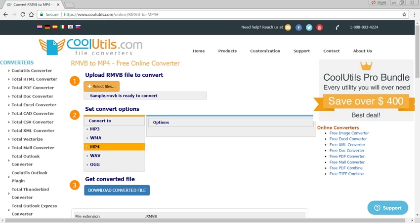 Convert RMVB/RM to MP4 Online -CoolUtils
