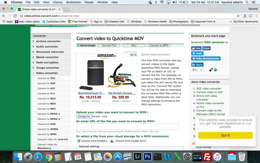 Convert MP4 o MOV on Mac - Online Convert