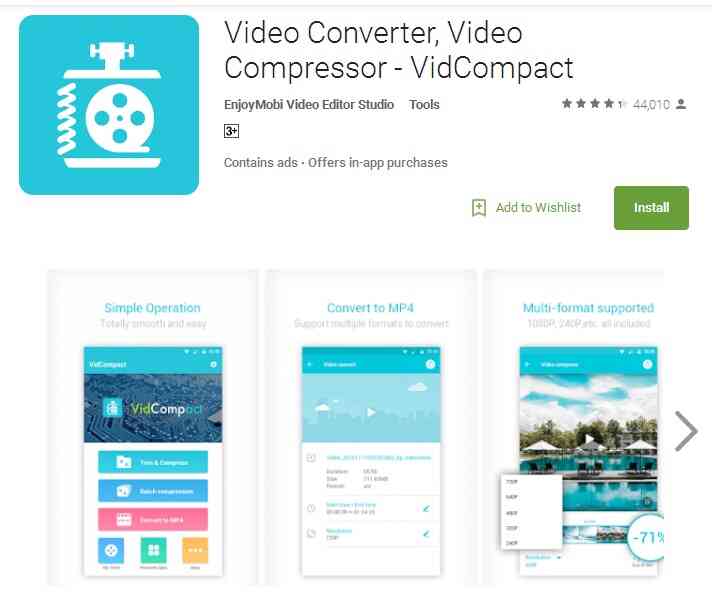 VidCompact - video size reducer for android