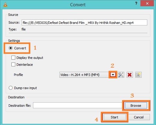 convert video format to reduce size by VLC